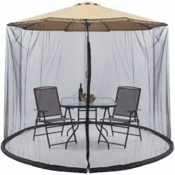 9 ft. Patio Umbrella Bug Screen w/Zipper Door, Polyester Netting in Black by Best Choice Products