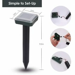 Solar Ultrasonic Mole Gopher Vole Chipmunk Animal Repellent Outdoor Garden (8-Pack) by LIGHTSMAX -Pest Control Sales animal repellents sprsx8 fa 1000