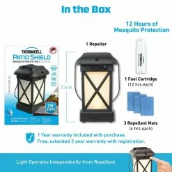 Mosquito Repellent Patio Shield Lantern 15 Ft. Coverage and Deet Free by Thermacell -Pest Control Sales black thermacell citronella candles torches 100522899 40 1000