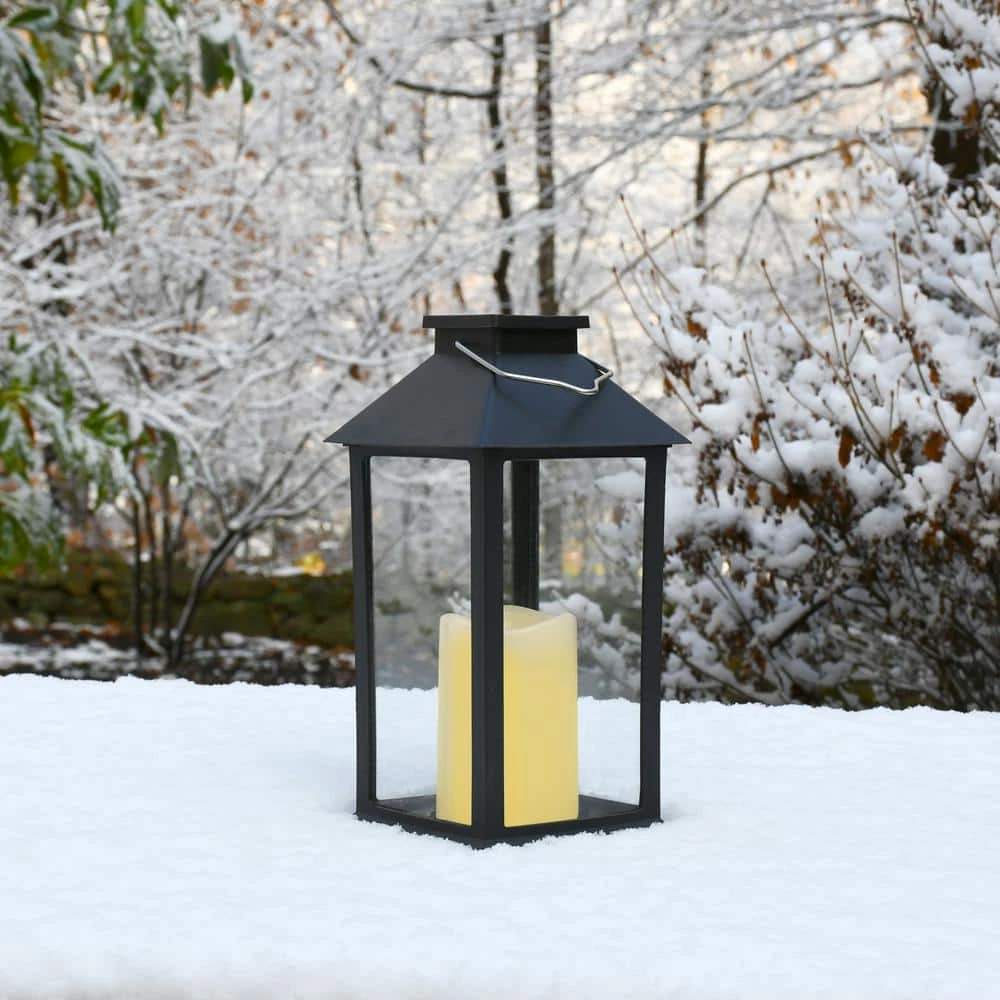 Traditional Black Solar Powered Lantern with LED Candle by LUMABASE 7 Traditional Black Solar Powered Lantern with LED Candle by LUMABASE - Image 5