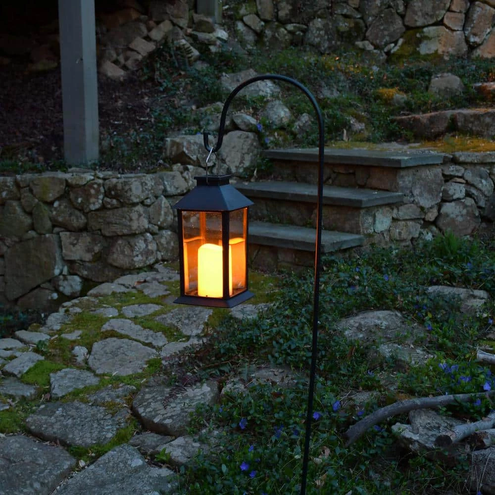 Traditional Black Solar Powered Lantern with LED Candle by LUMABASE 5 Traditional Black Solar Powered Lantern with LED Candle by LUMABASE - Image 3