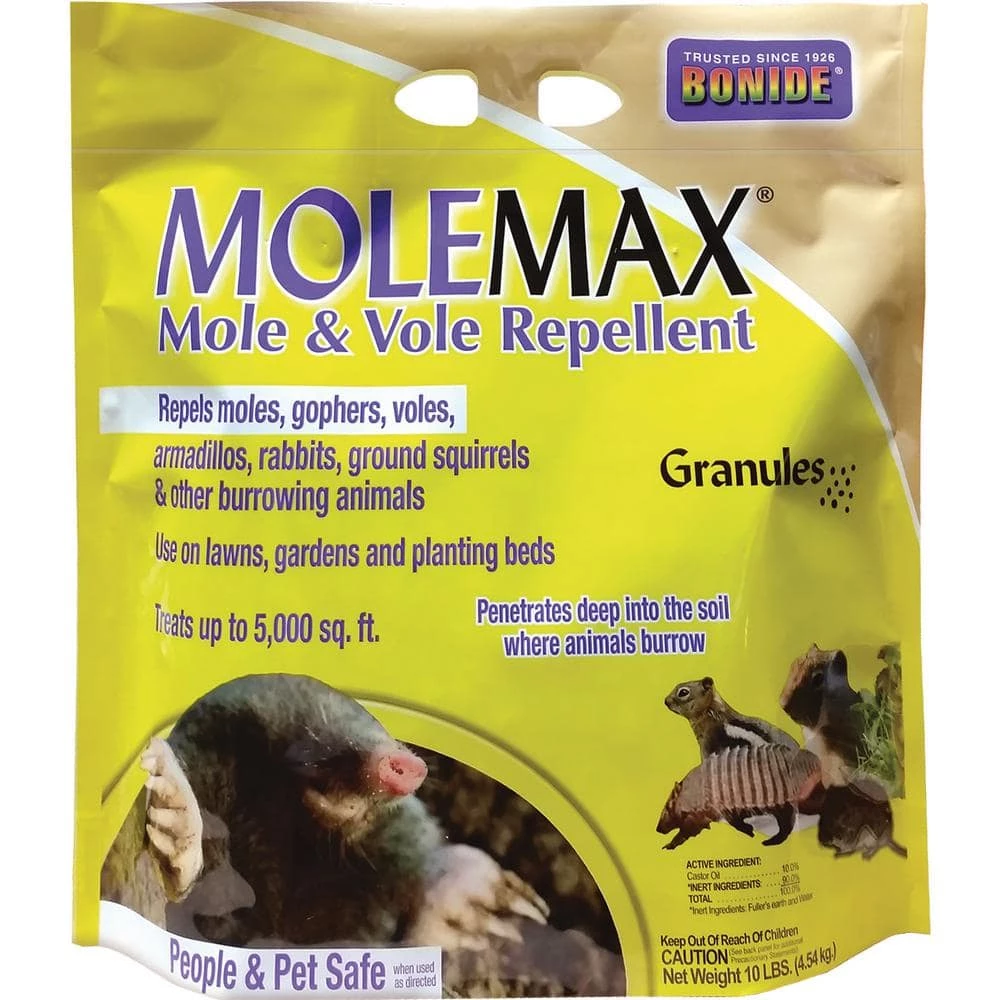 10 lbs. MoleMax Mole and Vole Repellent Granules by Bonide 3 10 lbs. MoleMax Mole and Vole Repellent Granules by Bonide