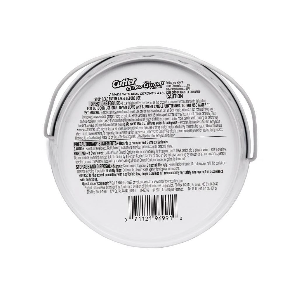 17 oz. Citro Guard Bucket Candle in White by Cutter 11 17 oz. Citro Guard Bucket Candle in White by Cutter - Image 9