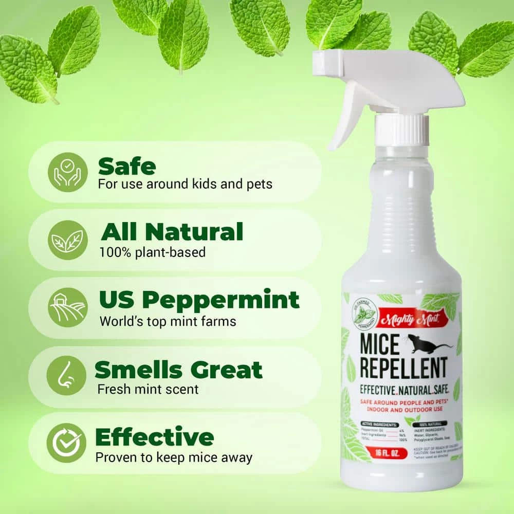 16 oz. Peppermint Oil Mice Repellent Spray - Non Toxic by Mighty Mint 4 16 oz. Peppermint Oil Mice Repellent Spray - Non Toxic by Mighty Mint - Image 2