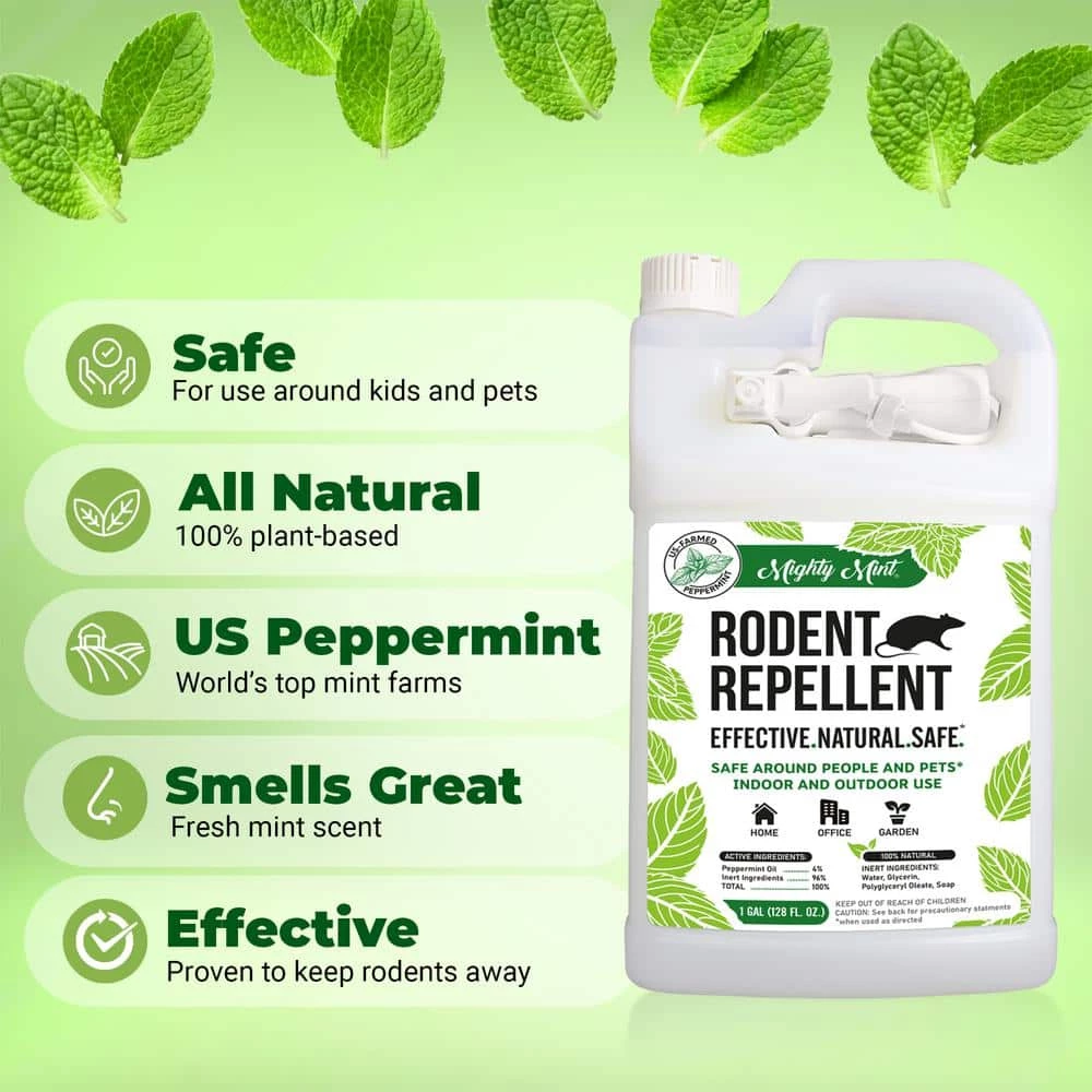 Gallon (128 oz.) Rodent Natural Peppermint Oil Spray - Non Toxic by Mighty Mint 5 Gallon (128 oz.) Rodent Natural Peppermint Oil Spray - Non Toxic by Mighty Mint - Image 3