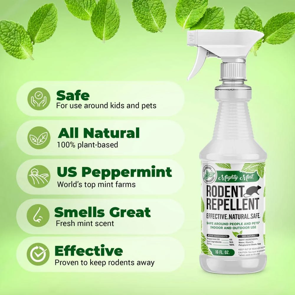 16 oz. Peppermint Oil Rodent Repellent Spray - Non Toxic by Mighty Mint 4 16 oz. Peppermint Oil Rodent Repellent Spray - Non Toxic by Mighty Mint - Image 2