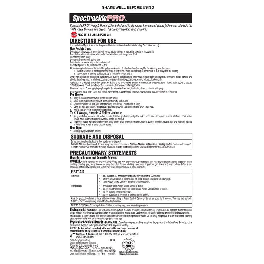 PRO 18 oz. Wasp and Hornet Killer Aerosol by Spectracide 4 PRO 18 oz. Wasp and Hornet Killer Aerosol by Spectracide - Image 2