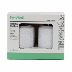 2-Pack White Glass Tabletop Torch by StyleWell -Pest Control Sales stylewell citronella candles torches 22603 2 4f 1000