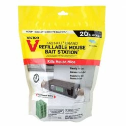 Fast-Kill Refillable Mouse Bait Station with 20 Bait Blocks (0.75 oz.) by Victor