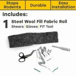 Rodent Control Fill Fabric, Large DIY Kit with Inspection and Fit Tool; Stainless Steel Blend by Xcluder -Pest Control Sales xcluder animal barriers 162758fit c3 1000